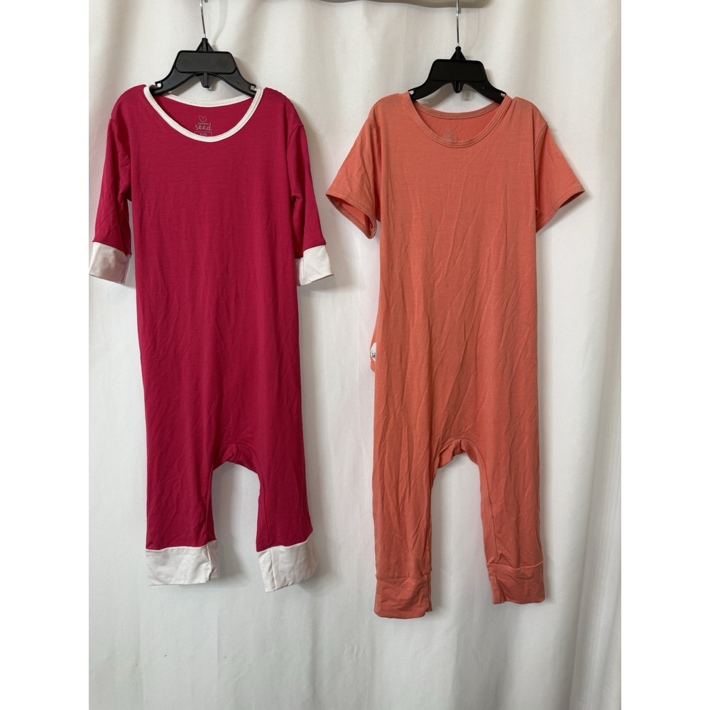 LOT OF 2 The Simple Seed Short Sleeve Romper ~4/5T~ Bamboo Viscose Blend D76